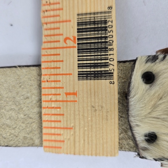 Genuine Cowhide Hair On Hide Leather Belt Womens 36 Brown White - Picture 9 of 15